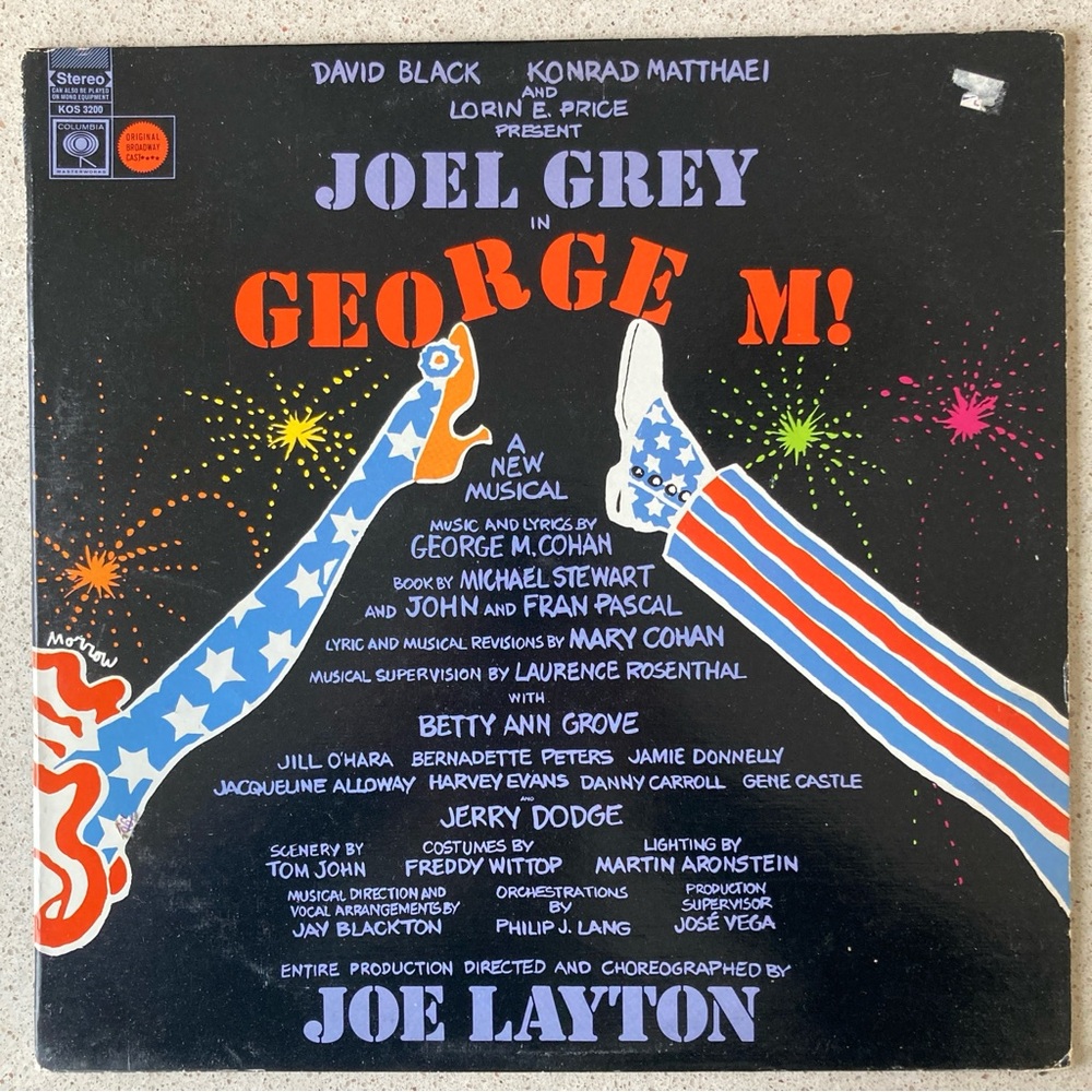 Joel Grey Signed Back Cover George M! LP VINYL 1968 -Scuffed & scratched Record